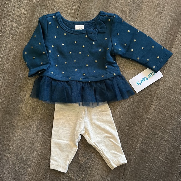 Carter's 2-Piece Peplum Stars Top & Legging Set Newborn Baby & Toddler Girl NWT - Picture 12 of 15